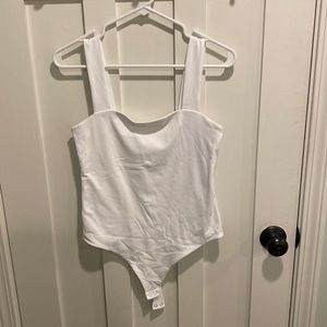 Nuuds White Square-neck Tank Bodysuit